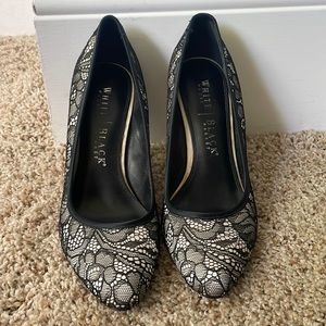 Like new black and white lace high heels